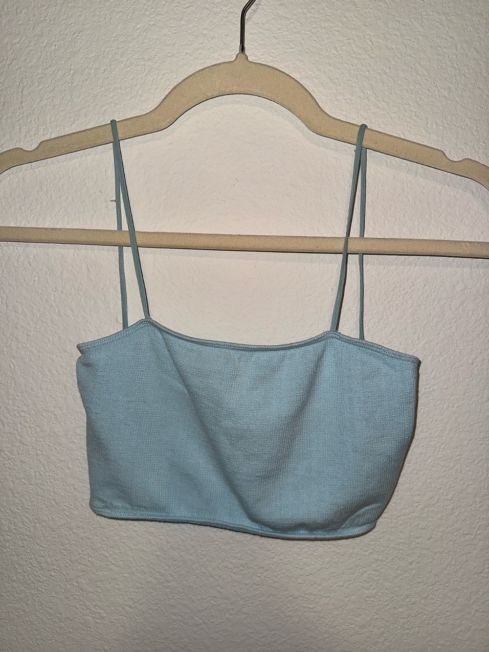 Urban Outfitters Light Blue Ribbed Spaghetti Strap Crop Cami